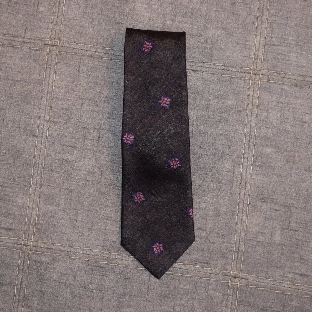 Miguel Beltrán Tie – Made in Spain, Silk Blend, Floral Square Motif, Boutique El